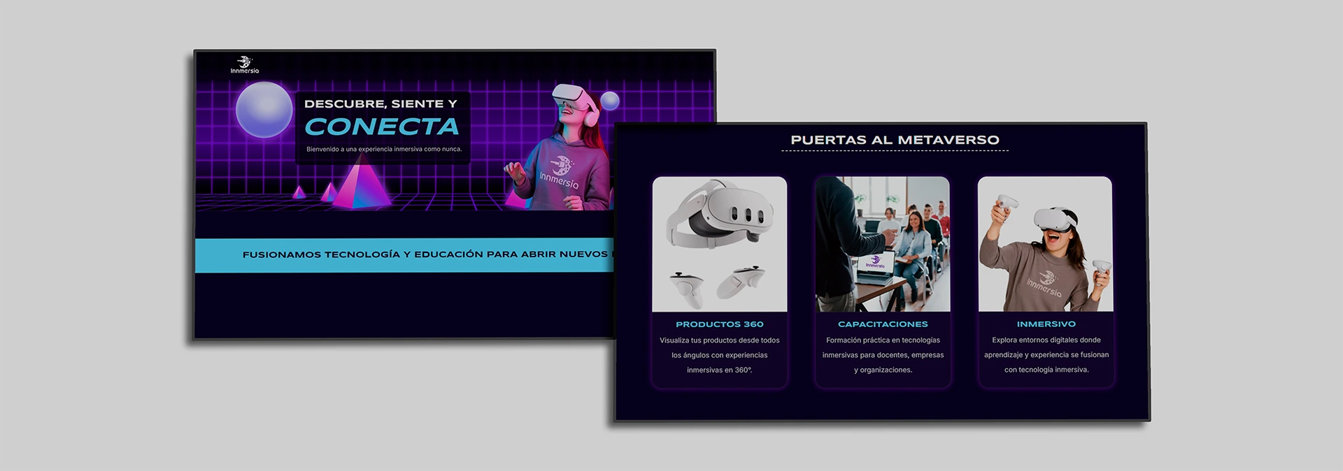 Mockup de vistas del sitio web Innmersia