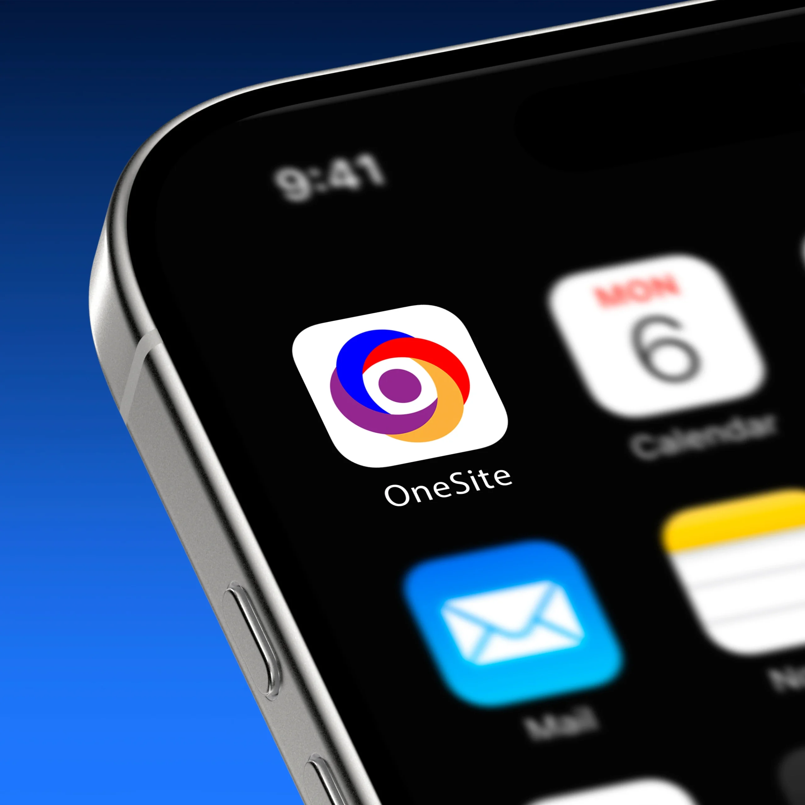 Logo OneSite como icono de aplicación en pantalla de smartphone