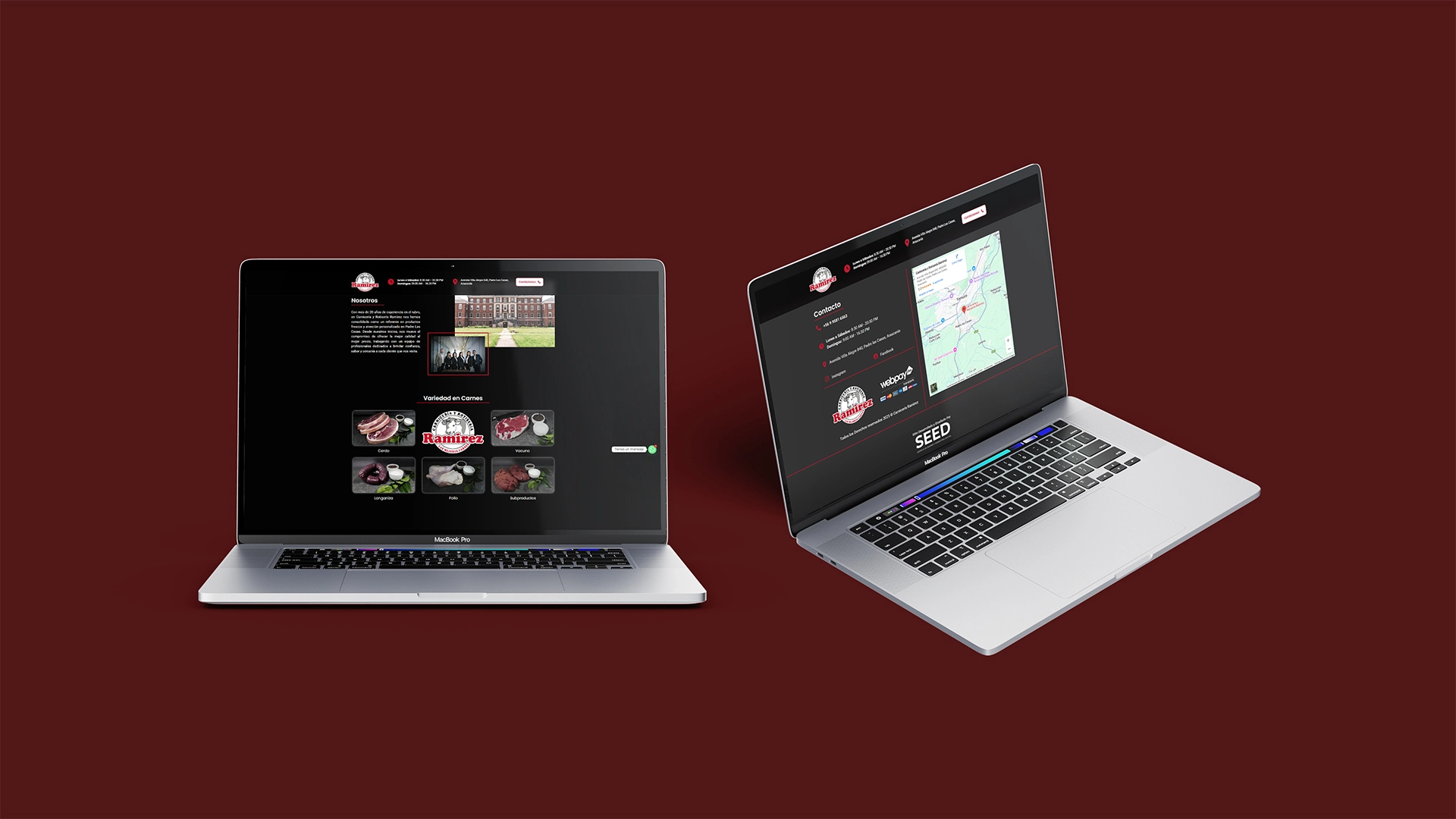 Mockup del sitio web Carnicería Ramírez en laptops