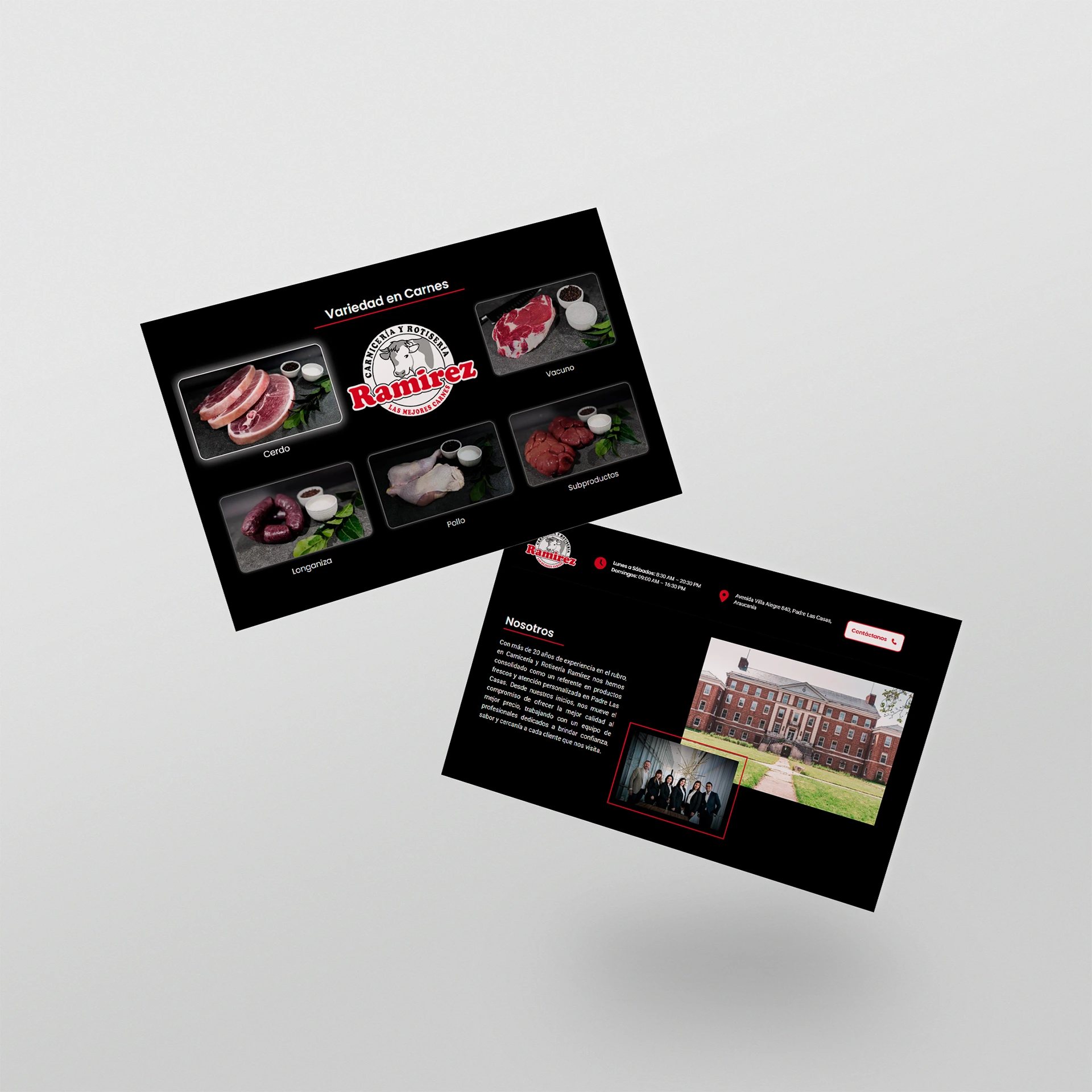 Mockup con vistas del sitio web Carnicería Ramírez
