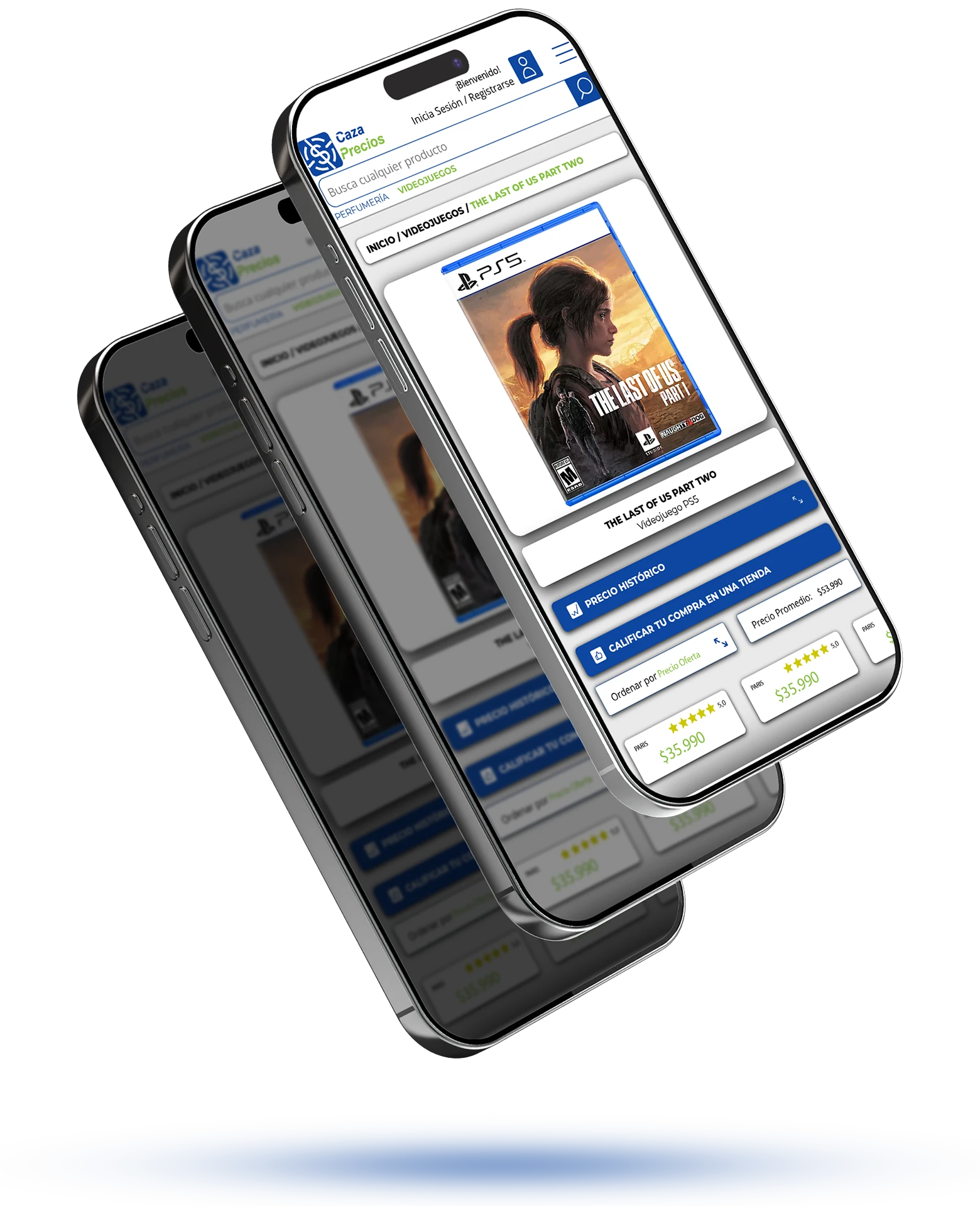 Mockup móvil prototipo sitio web Cazaprecios